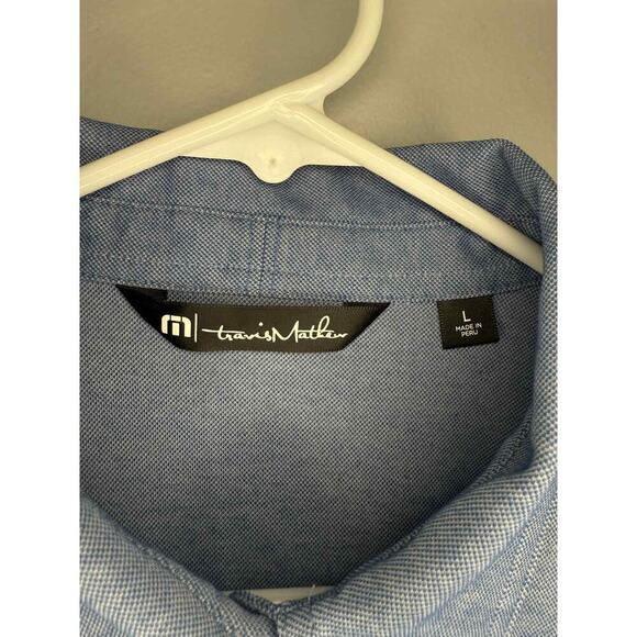 Travis Mathew Pima Cotton Blend Short Sleeve Collared Polo Shirt Blue Men's L - Picture 6 of 8